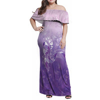 Lupus Awareness Month Family Matching Off Shoulder Maxi Dress and Hawaiian Shirt Polynesian Style LT05 Mom's Dress Lilac - Polynesian Pride