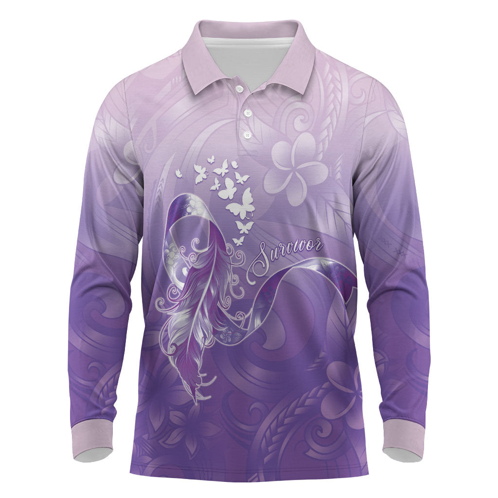 Lupus Awareness Month Long Sleeve Polo Shirt Polynesian Style LT05 Lilac - Polynesian Pride