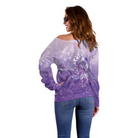 Lupus Awareness Month Off Shoulder Sweater Polynesian Style
