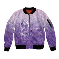 Lupus Awareness Month Sleeve Zip Bomber Jacket Polynesian Style