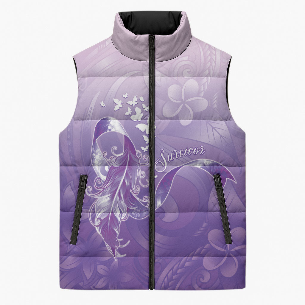 Lupus Awareness Month Sleeveless Puffer Jacket Polynesian Style