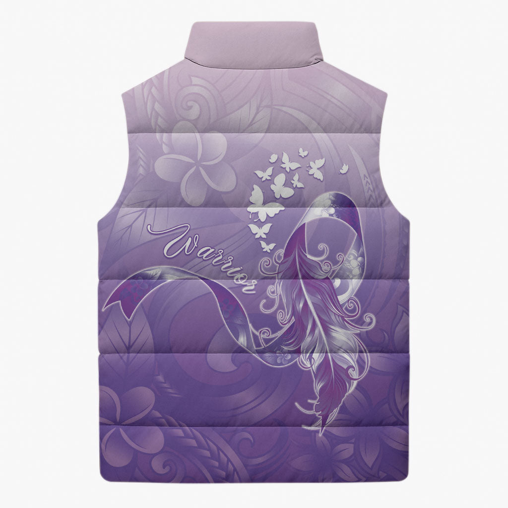 Lupus Awareness Month Sleeveless Puffer Jacket Polynesian Style