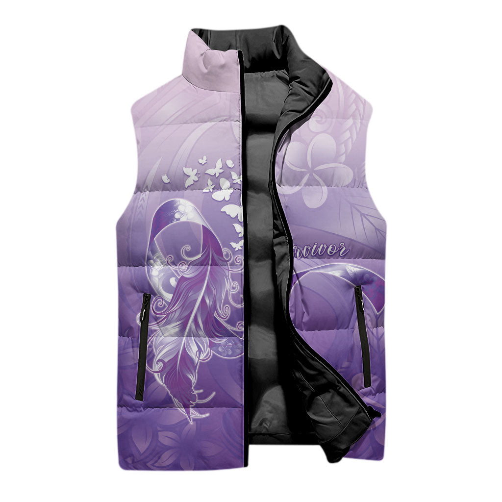 Lupus Awareness Month Sleeveless Puffer Jacket Polynesian Style