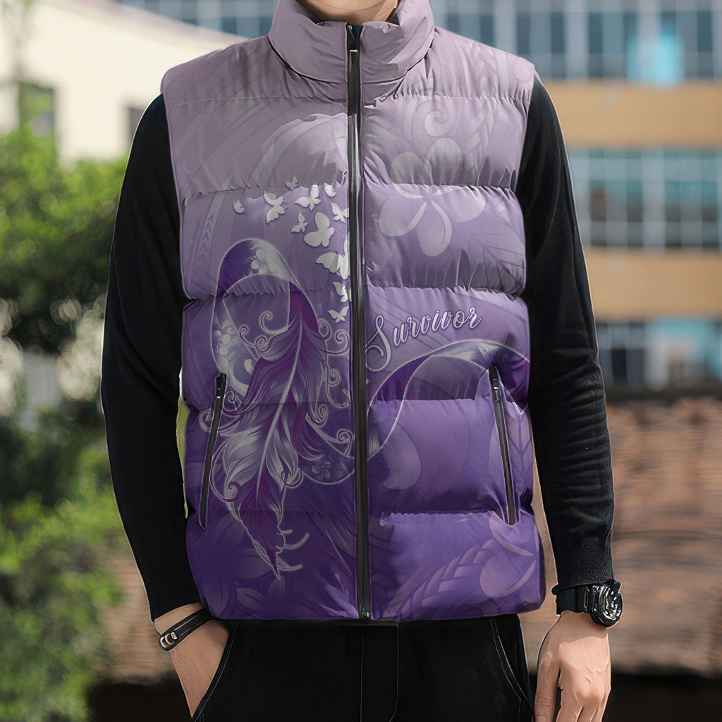 Lupus Awareness Month Sleeveless Puffer Jacket Polynesian Style