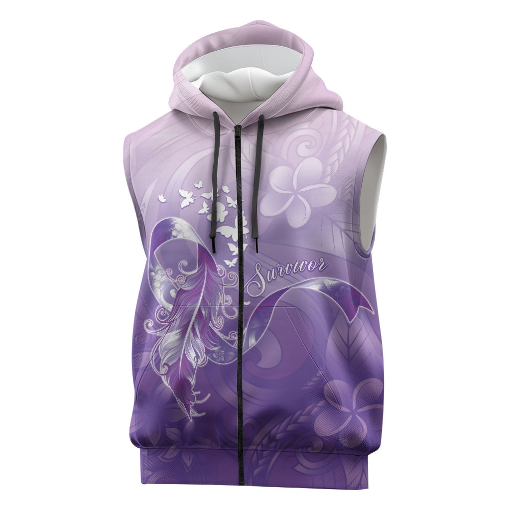 Lupus Awareness Month Sleeveless Zip Hoodie Polynesian Style LT05 Lilac - Polynesian Pride