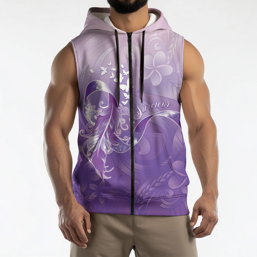 Lupus Awareness Month Sleeveless Zip Hoodie Polynesian Style LT05 - Polynesian Pride