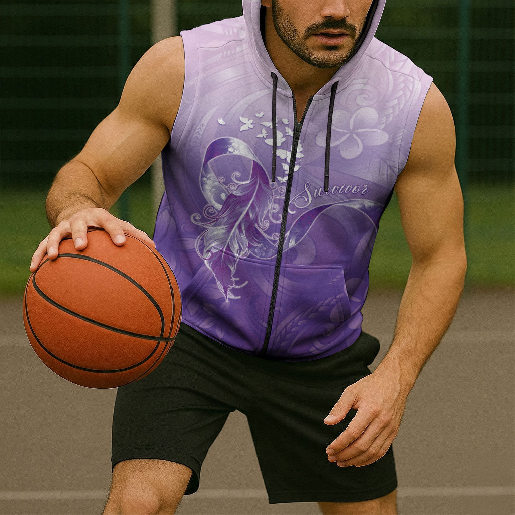 Lupus Awareness Month Sleeveless Zip Hoodie Polynesian Style LT05 - Polynesian Pride