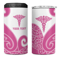 Personalised New Zealand Nurse 4 in 1 Can Cooler Tumbler Maori Koru Pink Version LT05 One Size: 16 oz Pink - Polynesian Pride