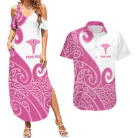 Personalised New Zealand Nurse Couples Matching Summer Maxi Dress and Hawaiian Shirt Maori Koru Pink Version LT05 Pink - Polynesian Pride