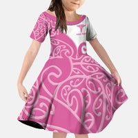 Personalised New Zealand Nurse Family Matching Mermaid Dress and Hawaiian Shirt Maori Koru Pink Version LT05 Daughter's Dress Pink - Polynesian Pride