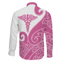 Personalised New Zealand Nurse Family Matching Off Shoulder Maxi Dress and Hawaiian Shirt Maori Koru Pink Version LT05 - Polynesian Pride