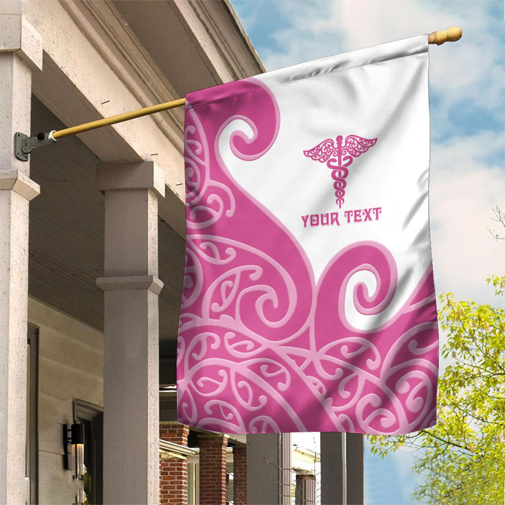 Personalised New Zealand Nurse Garden Flag Maori Koru Pink Version LT05 House Flag Pink - Polynesian Pride
