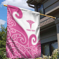 Personalised New Zealand Nurse Garden Flag Maori Koru Pink Version LT05 - Polynesian Pride