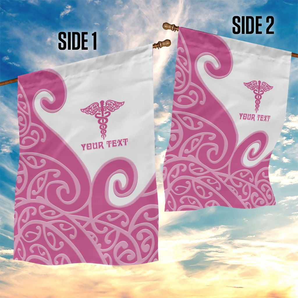 Personalised New Zealand Nurse Garden Flag Maori Koru Pink Version LT05 - Polynesian Pride