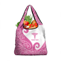 Personalised New Zealand Nurse Grocery Bag Maori Koru Pink Version