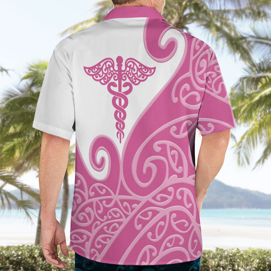 Personalised New Zealand Nurse Hawaiian Shirt Maori Koru Pink Version