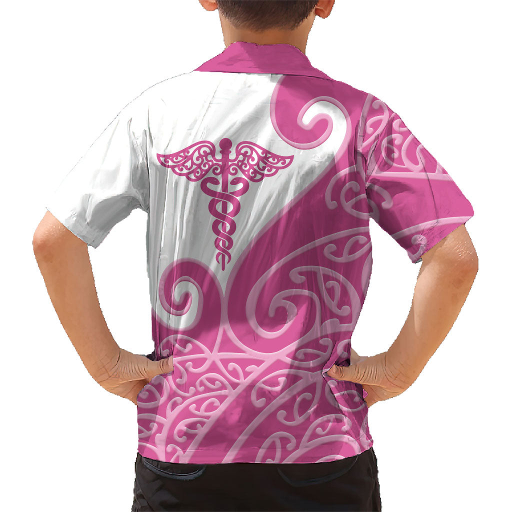 Personalised New Zealand Nurse Hawaiian Shirt Maori Koru Pink Version