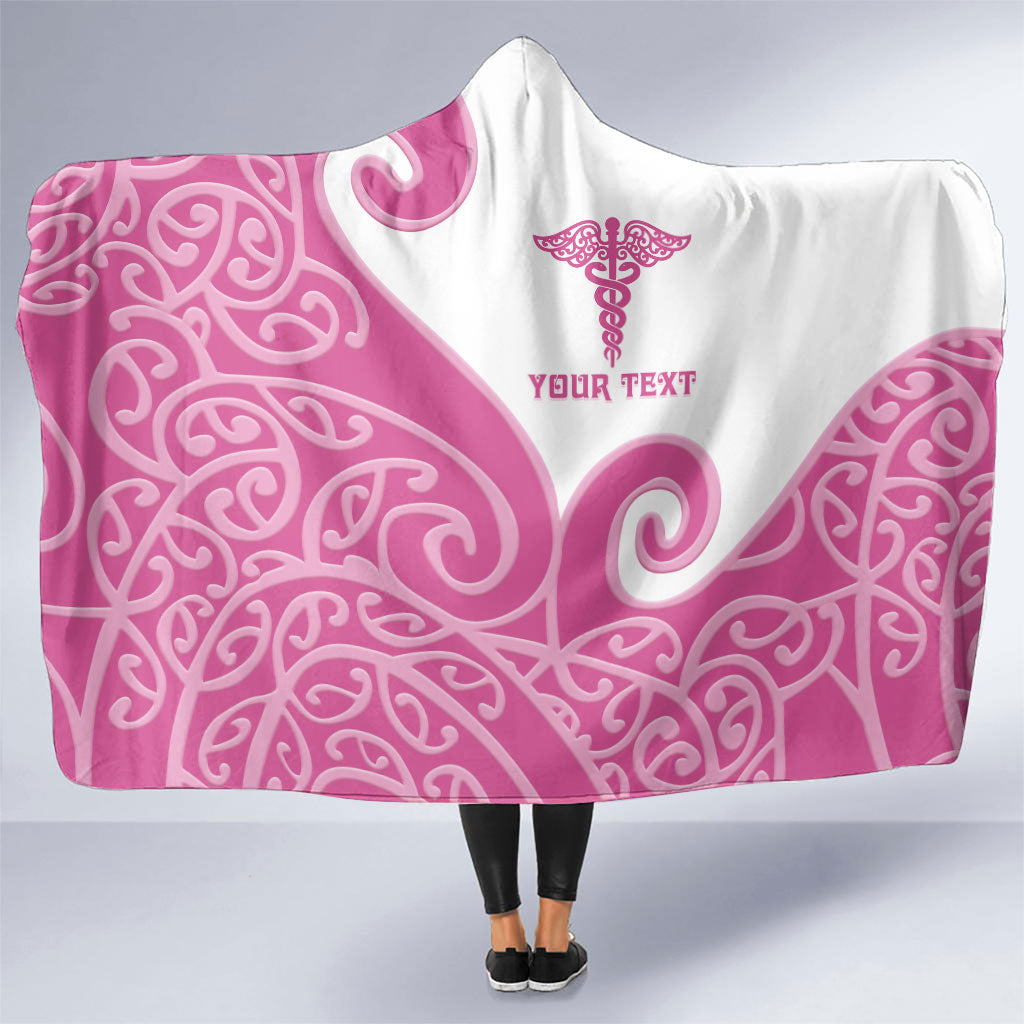 Personalised New Zealand Nurse Hooded Blanket Maori Koru Pink Version LT05 One Size Pink - Polynesian Pride