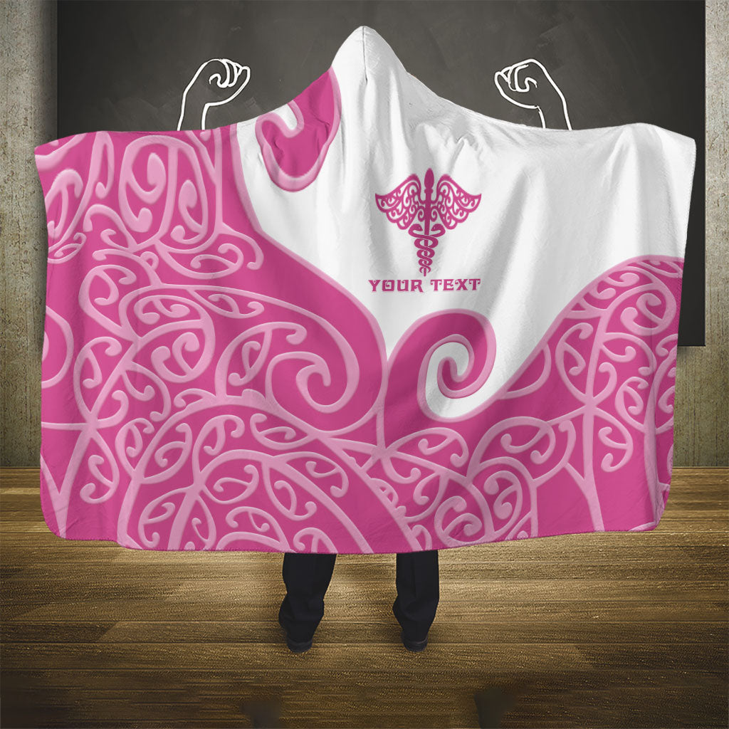 Personalised New Zealand Nurse Hooded Blanket Maori Koru Pink Version LT05 - Polynesian Pride