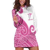 Personalised New Zealand Nurse Hoodie Dress Maori Koru Pink Version LT05 Pink - Polynesian Pride