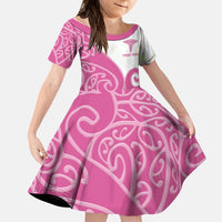 Personalised New Zealand Nurse Kid Short Sleeve Dress Maori Koru Pink Version LT05 KID Pink - Polynesian Pride