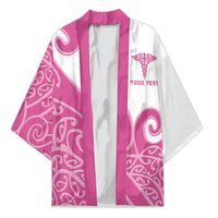 Personalised New Zealand Nurse Kimono Maori Koru Pink Version