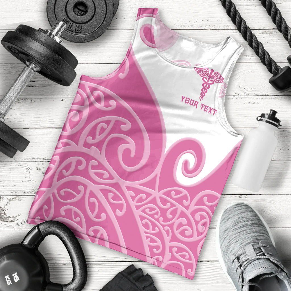 Personalised New Zealand Nurse Men Tank Top Maori Koru Pink Version LT05 - Polynesian Pride