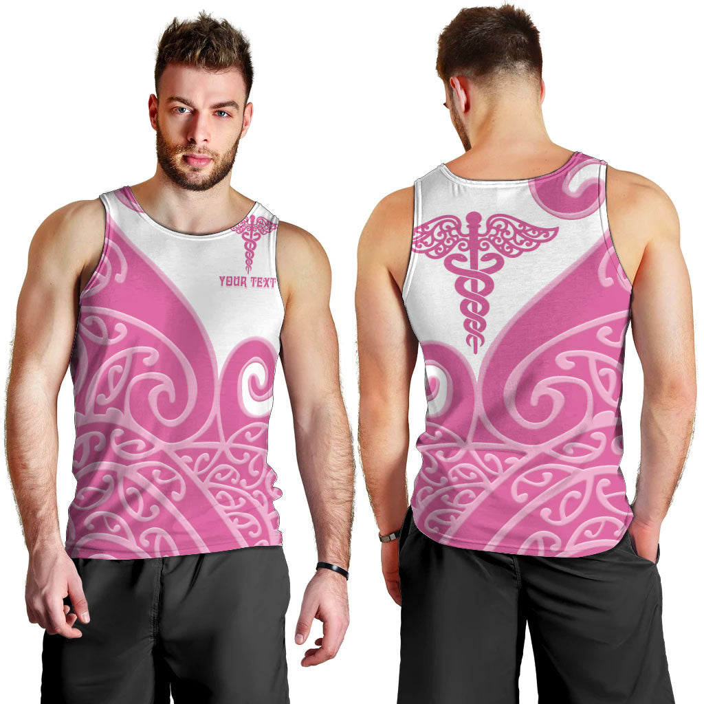 Personalised New Zealand Nurse Men Tank Top Maori Koru Pink Version LT05 - Polynesian Pride