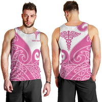 Personalised New Zealand Nurse Men Tank Top Maori Koru Pink Version LT05 - Polynesian Pride