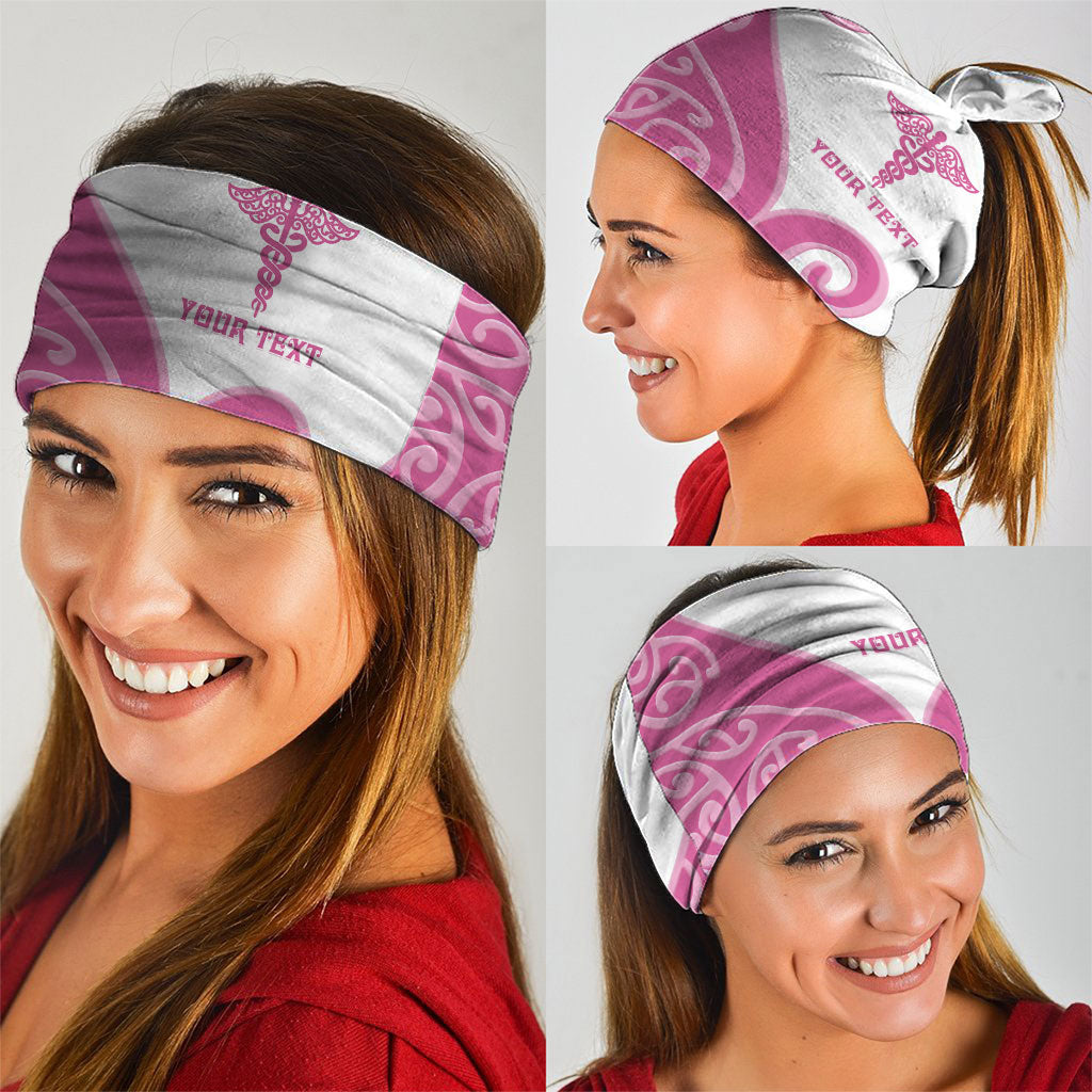 Personalised New Zealand Nurse Neck Gaiter Maori Koru Pink Version
