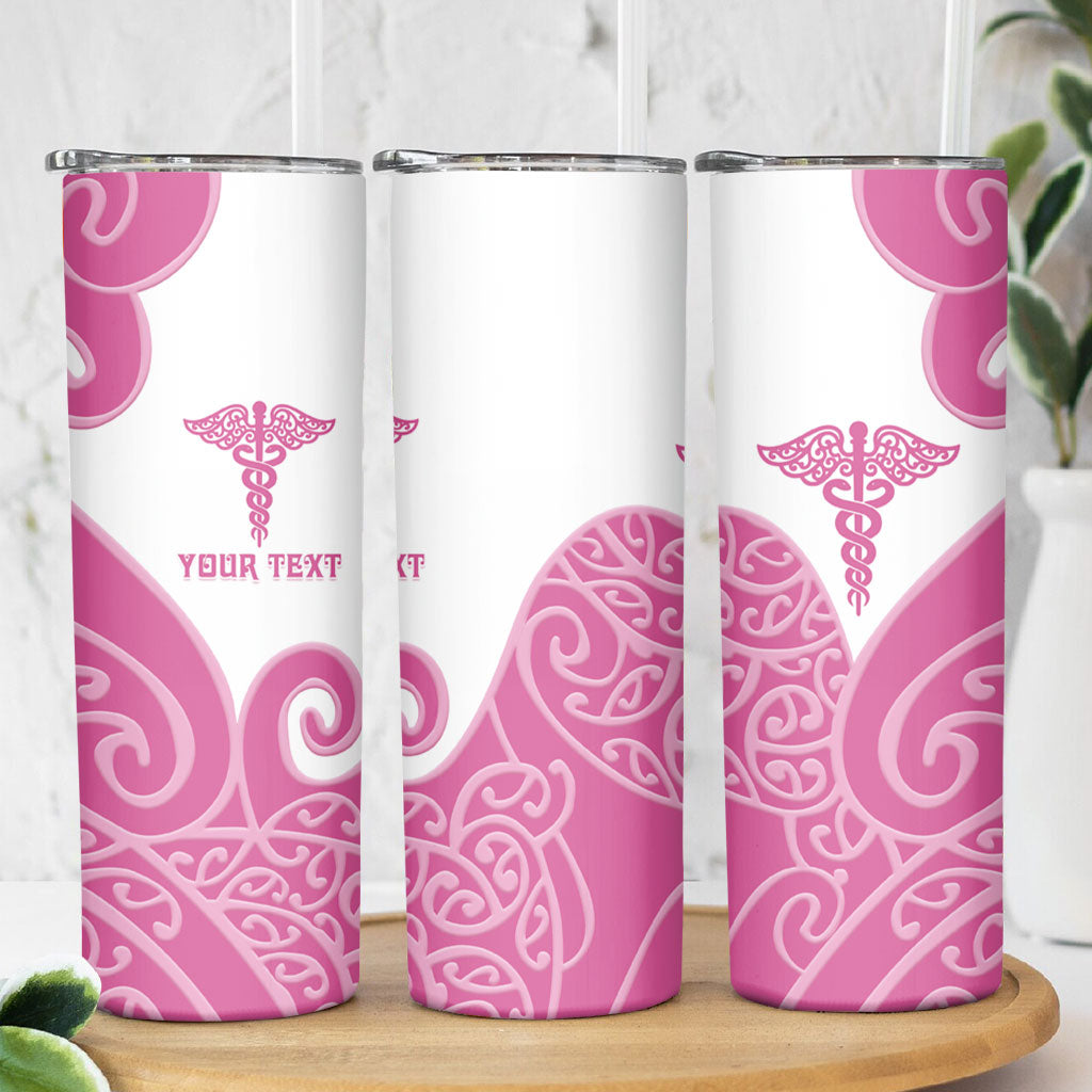 Personalised New Zealand Nurse Skinny Tumbler Maori Koru Pink Version LT05 - Polynesian Pride