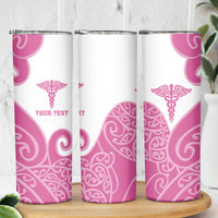 Personalised New Zealand Nurse Skinny Tumbler Maori Koru Pink Version LT05 - Polynesian Pride