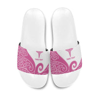 Personalised New Zealand Nurse Slide Sandals Maori Koru Pink Version