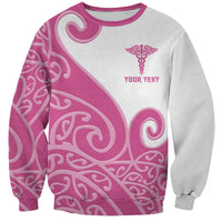 Personalised New Zealand Nurse Sweatshirt Maori Koru Pink Version