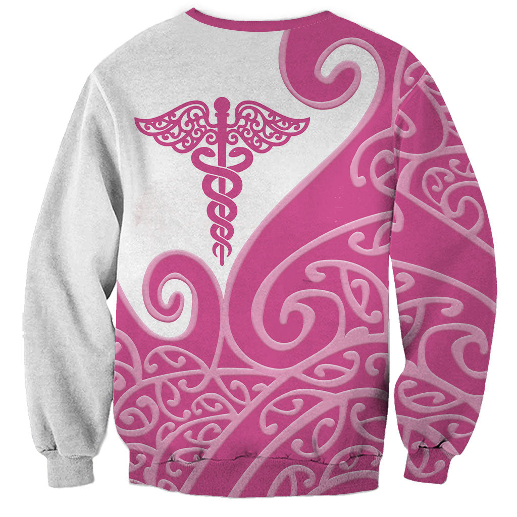 Personalised New Zealand Nurse Sweatshirt Maori Koru Pink Version