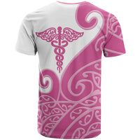 Personalised New Zealand Nurse T Shirt Maori Koru Pink Version LT05 - Polynesian Pride