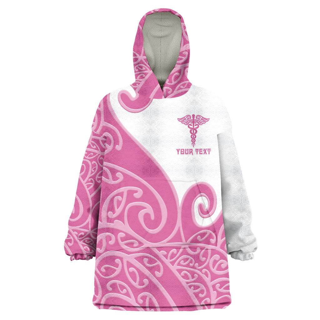 Personalised New Zealand Nurse Wearable Blanket Hoodie Maori Koru Pink Version LT05 One Size Pink - Polynesian Pride