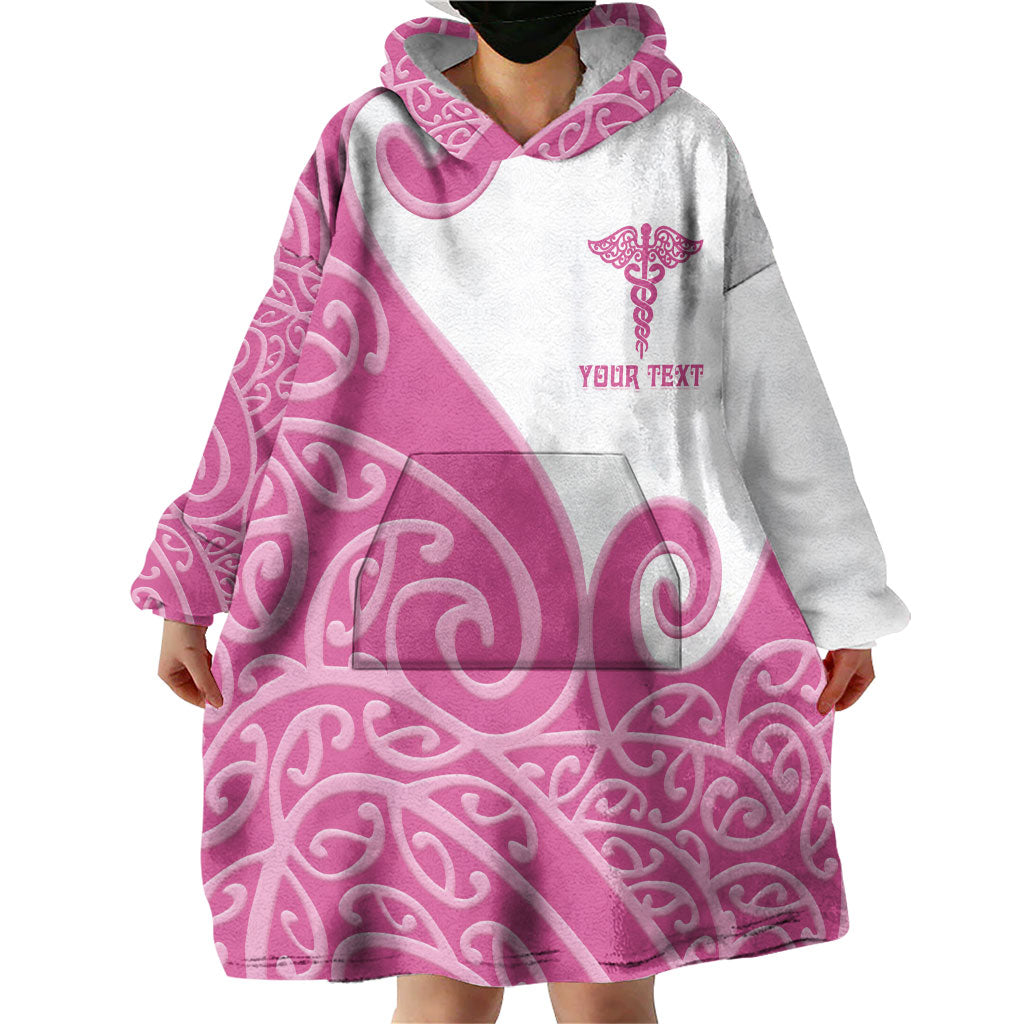 Personalised New Zealand Nurse Wearable Blanket Hoodie Maori Koru Pink Version LT05 - Polynesian Pride