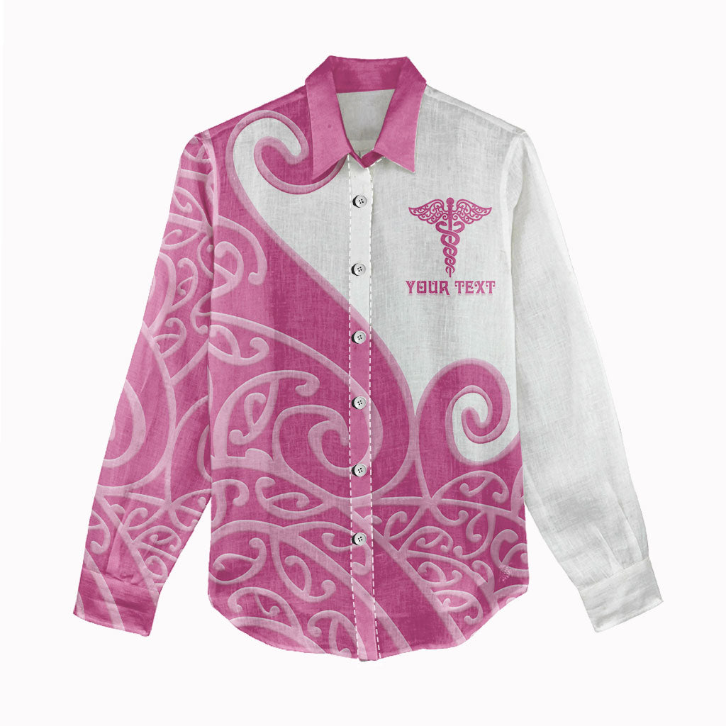 Personalised New Zealand Nurse Women Casual Shirt Maori Koru Pink Version LT05 - Polynesian Pride