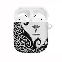 Personalised New Zealand Nurse AirPods Case Maori Koru Black Version