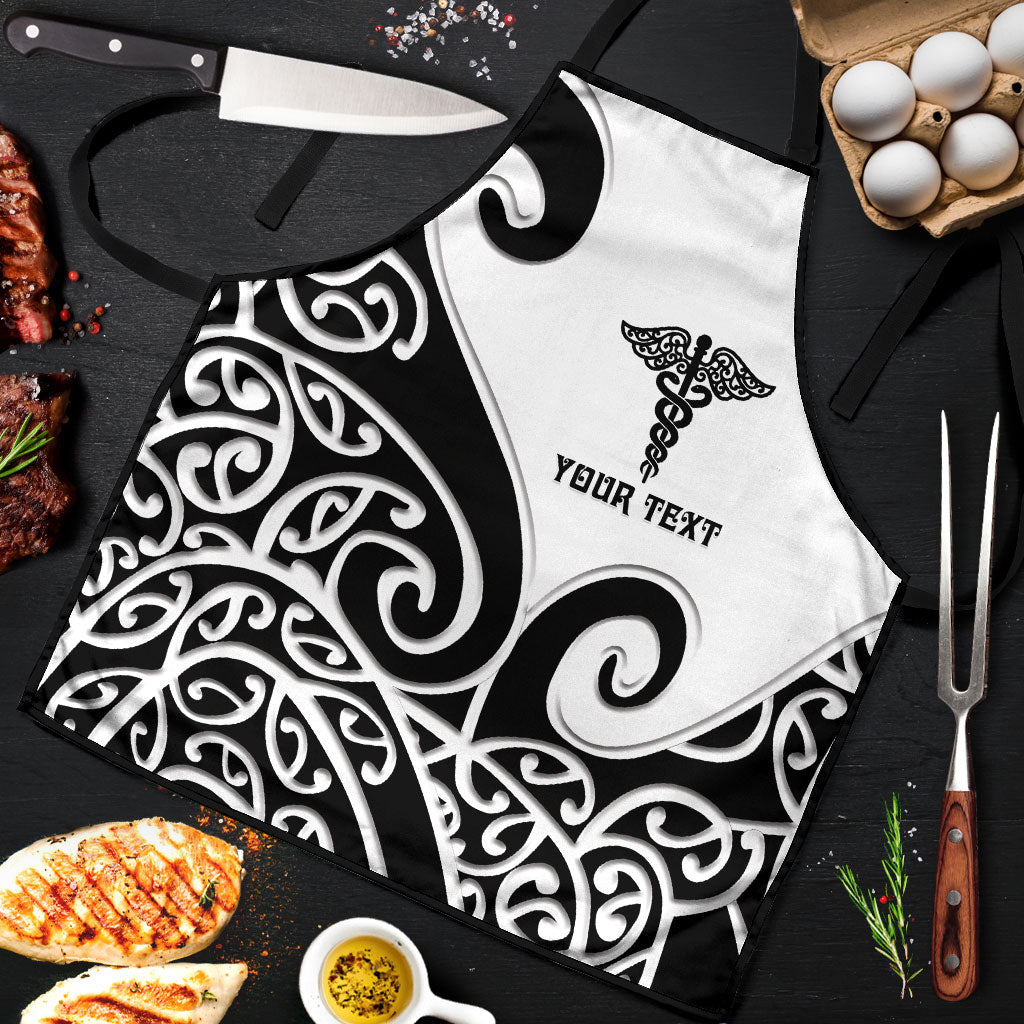 Personalised New Zealand Nurse Apron Maori Koru Black Version