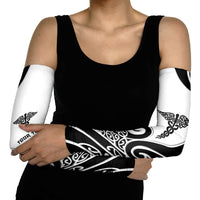 Personalised New Zealand Nurse Arm Sleeves Maori Koru Black Version