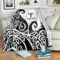 Personalised New Zealand Nurse Blanket Maori Koru Black Version