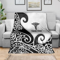 Personalised New Zealand Nurse Blanket Maori Koru Black Version