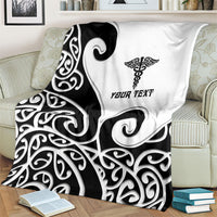 Personalised New Zealand Nurse Blanket Maori Koru Black Version