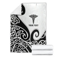 Personalised New Zealand Nurse Blanket Maori Koru Black Version