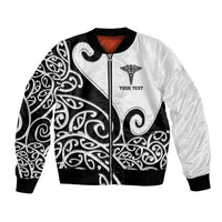 Personalised New Zealand Nurse Bomber Jacket Maori Koru Black Version
