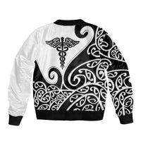 Personalised New Zealand Nurse Bomber Jacket Maori Koru Black Version