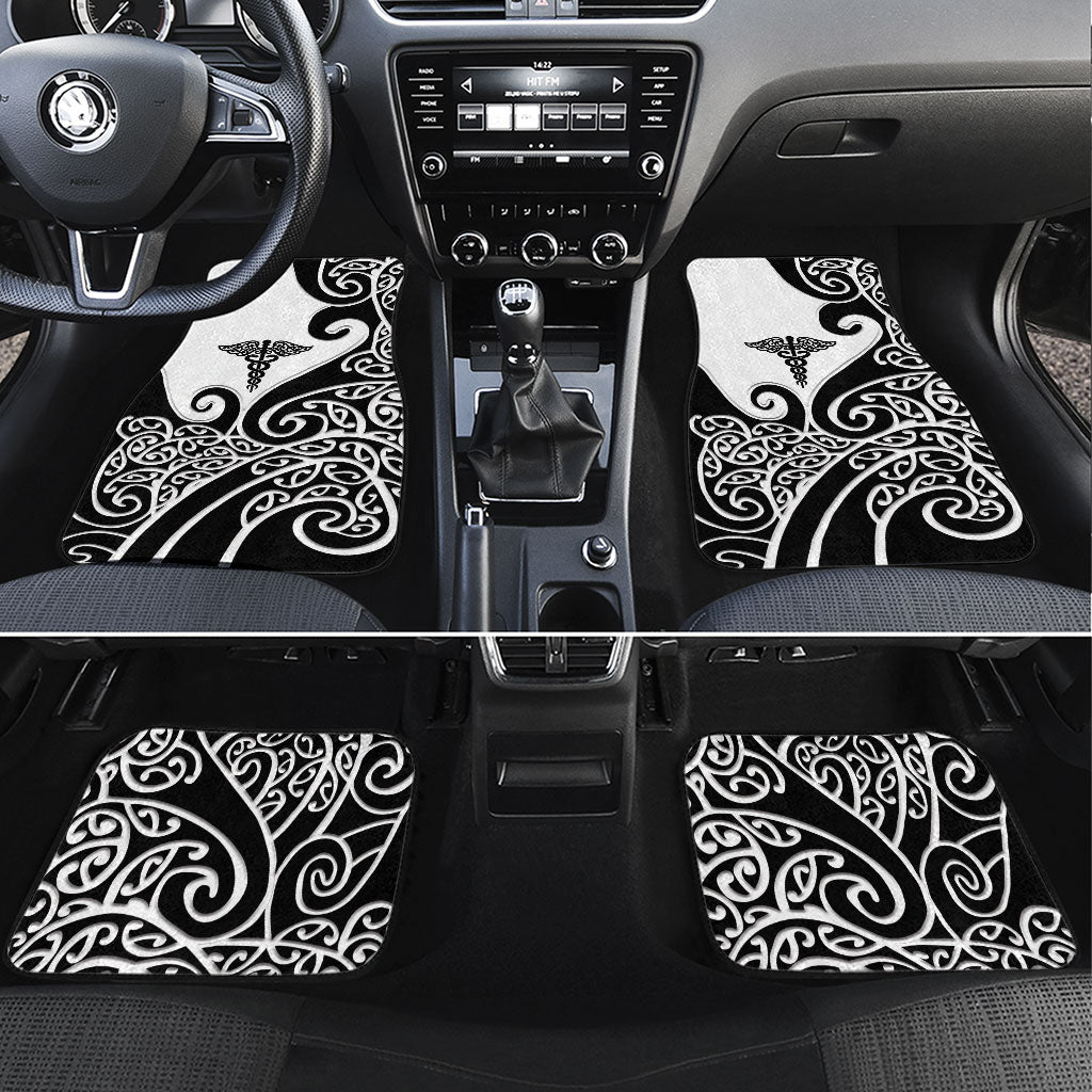 New Zealand Nurse Car Mats Maori Koru Black Version