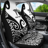 Personalised New Zealand Nurse Car Seat Cover Maori Koru Black Version